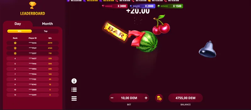 Hot Slice BAR symbol appearing during gameplay with +20.00 win