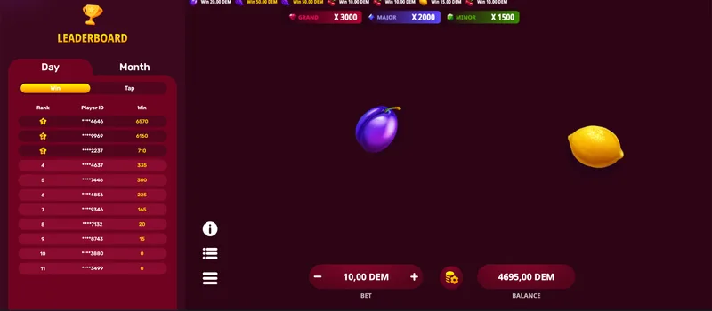 Hot Slice demo mode with DEM credits — free play interface