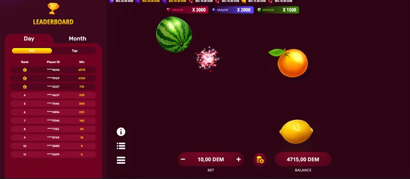 Hot Slice gameplay with watermelon, orange and lemon fruits on screen